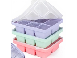 3 Bandejas De Silicona Para Cubitos De Hielo Con Tapa, 3x6 Cubitos (5 Cm), Para Bebidas, Verde, Morado, Rosa