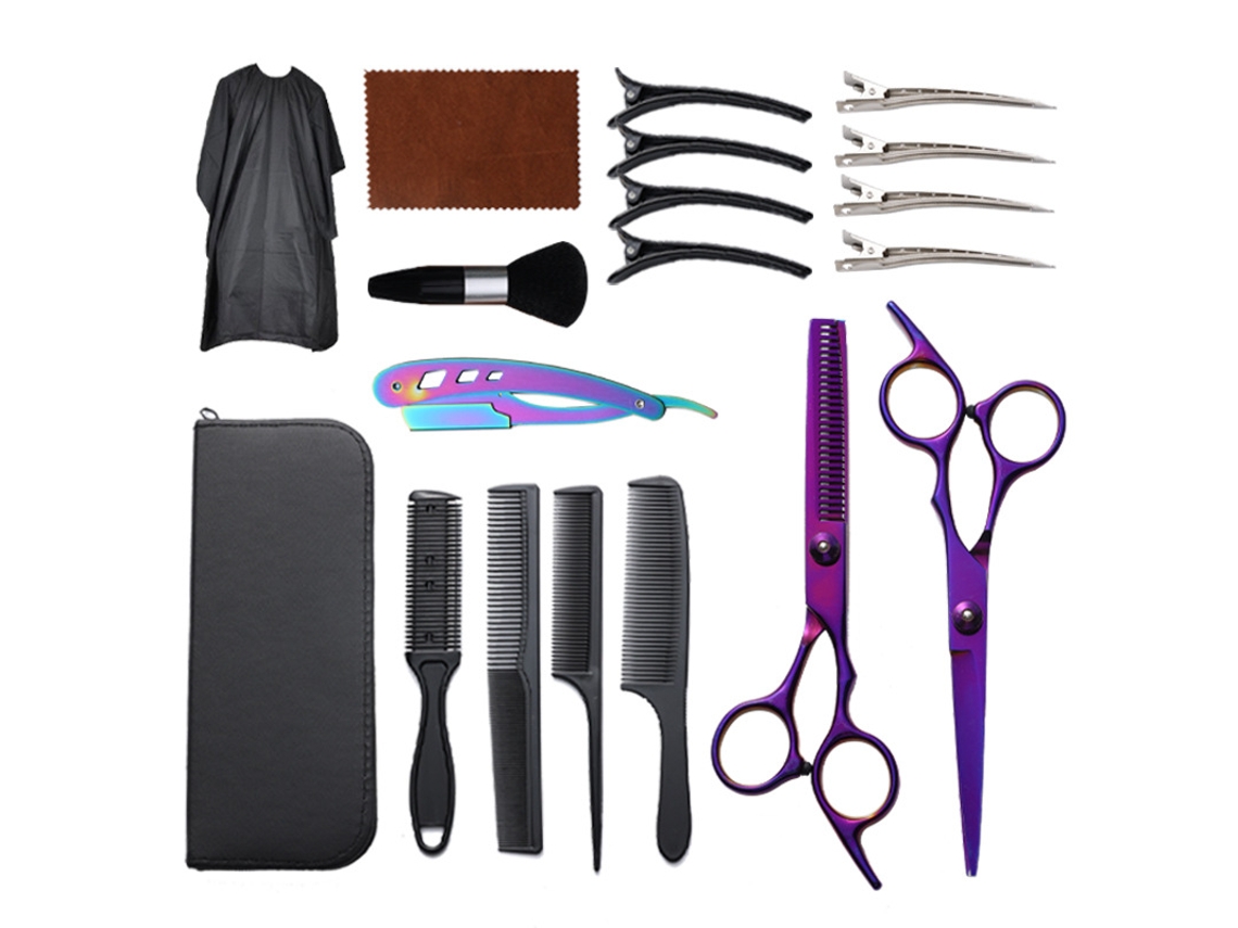 Kit De Tijeras De Peluquería De 19 Piezas Digitallab Y2 Morado