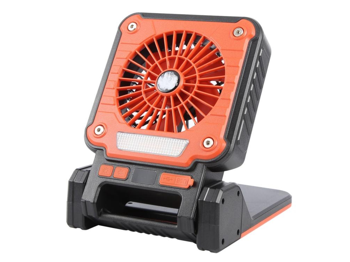 Ventilador/Luz Portátil para Camping Recargable por USB con Energía Solar (Naranja)
