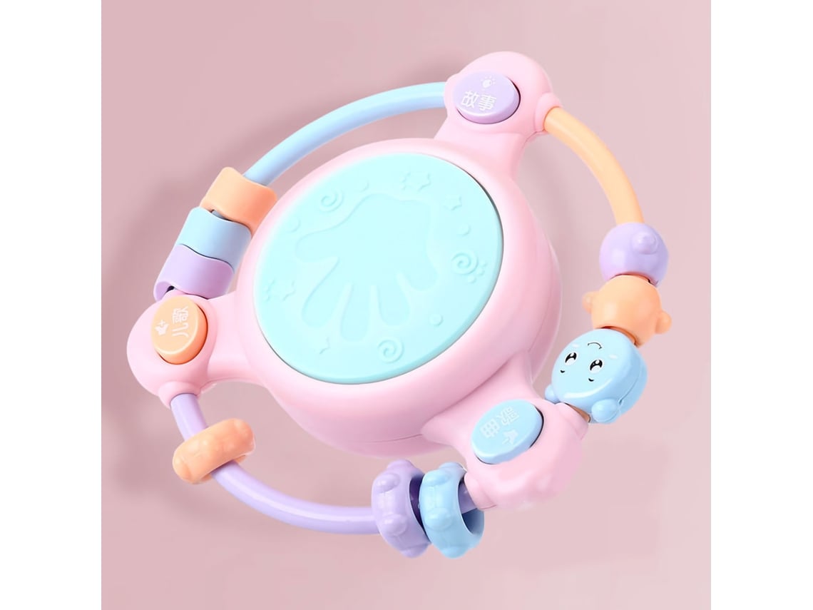 Bjww - Instrumento musical educativo multifuncional para bebés, niños en edad preescolar y niños pequeños, tambor con perlas rosas