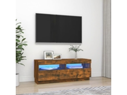 Mueble de Armario Tv con Luces Led 100X35X40 Cm Roble Ahumado