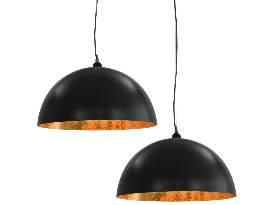 vidaXL Lámparas de techo 2 uds semiesféricas negro y dorado 50 cm E27