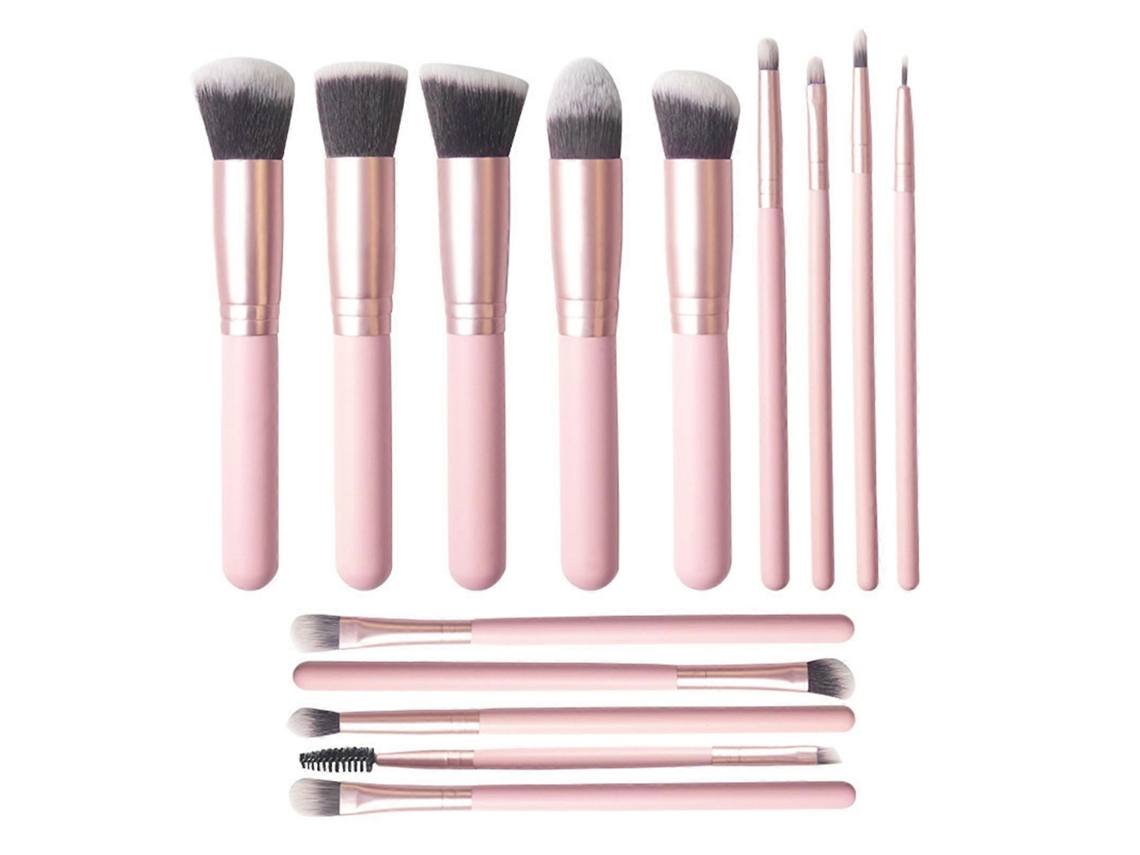 Juego de 14 brochas de maquillaje para base y polvos sueltos de cerdas suaves de Rosewell