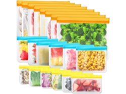 20 Bolsas Reutilizables Para Congelador, Alimentos, Sandwich, Silicona, Estanca, Resistente A Fugas, Airtight, L+m+s