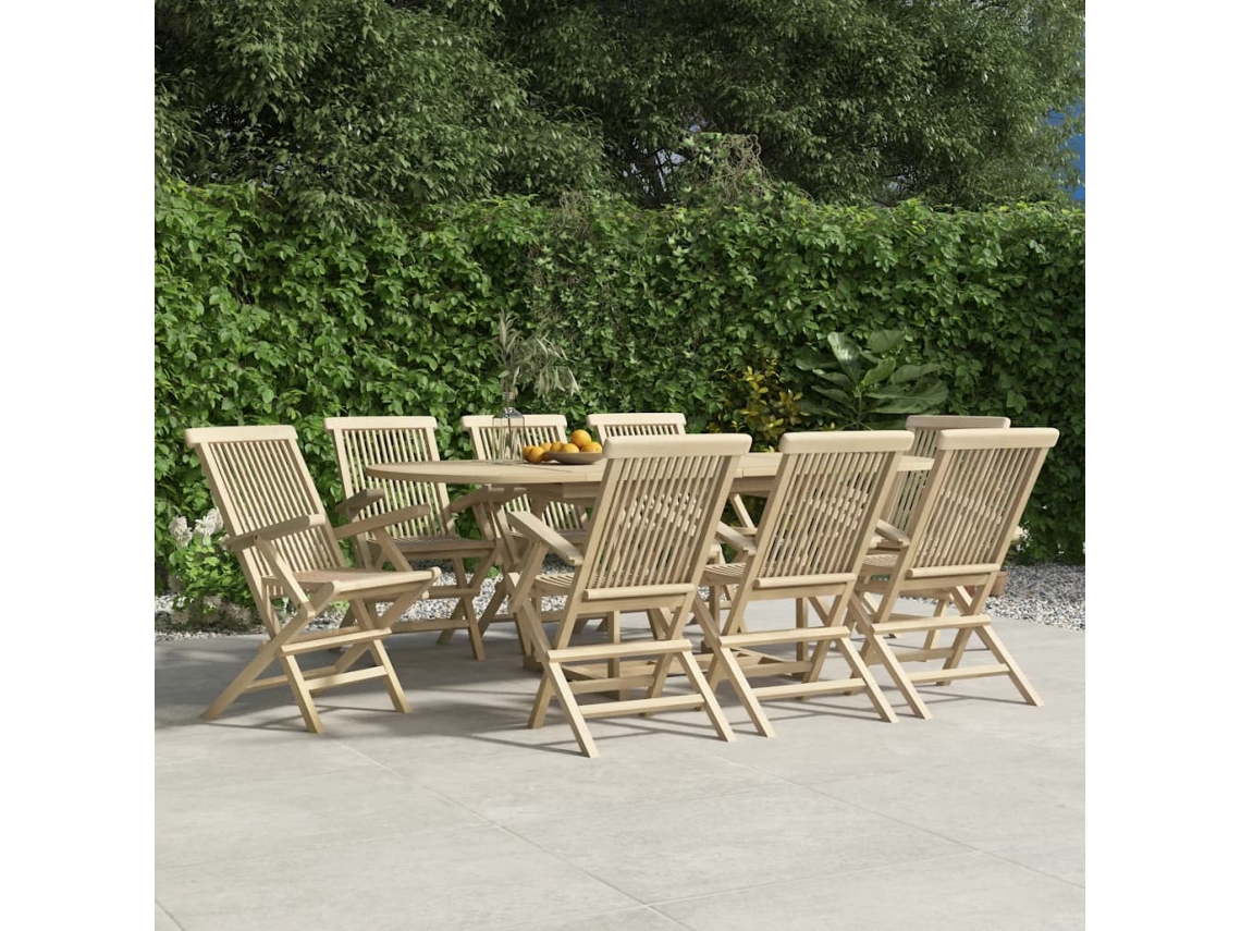 Sillas de jardín plegables (8 unidades, 56 x 61 x 89 cm), color gris teca maciza, DKD Home Decor