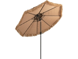 Sombrilla 270 cm con Techo de Paja/Parasol Estilo Hawaiano con 8 Varillas, Botón para Inclinación/Sombrilla de Exterior con Doble Respiradero para COSTWAY
