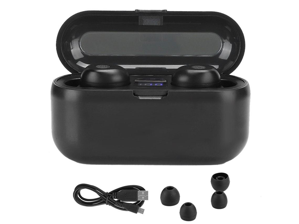 Mali fone de Ouvido Sem Fio Bluetooth 5.1 com Controle Táctil e Display Digital para Escritório Casa F9 Preto Abs