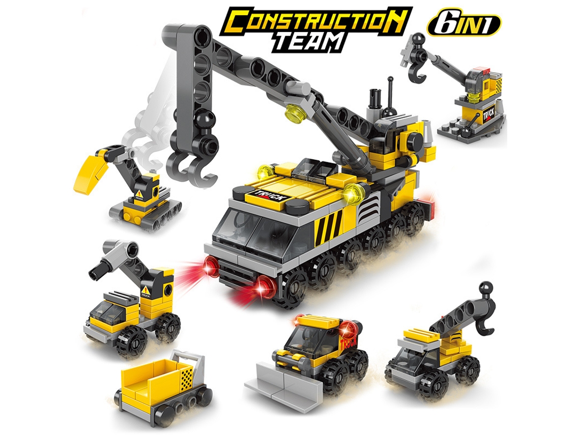 Minibloques de construcción 6 en 1: coche de policía, camión de bomberos y castillo. Kit de construcción DIY. Juguetes educativos para niños. Viewleaf