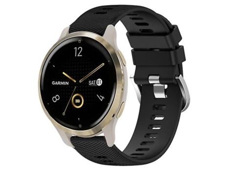 Correa De Reloj Inteligente Para Garmin Venu 2S 18 Mm Correa De Reloj De Silicona De Color Sólido Negro VENISYMLIS