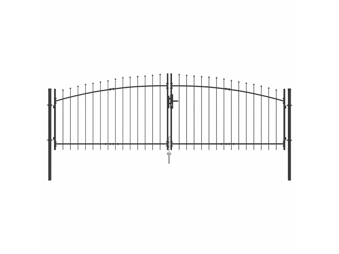 Puerta doble con mecanismo de bloqueo, gris, 400 x 199,5 cm, acero, MAISON EXCLUSIVE