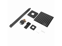 Kit De Ducha Cuadrado De Pared Con Manija Única Y Cabezal De Ducha Tipo Cascada Negro Para Baño.
