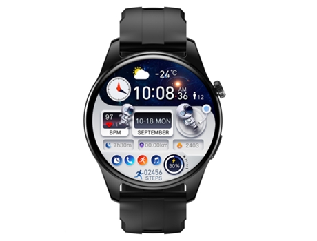 Smartwatch, pantalla curva de 1,5 pulgadas, Smartwatch multifuncional, apto para iPhone y Android, negro CHRONUS