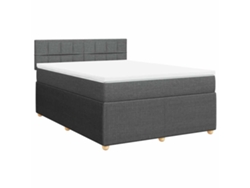 Maison Exclusive - Cama Box Spring Con Colchón Tela Gris Oscuro 140x190 Cm