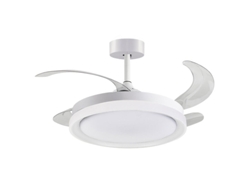 Ventilador de Techo Kigali Blanco/Blanco 4 Aspas Retráctiles 72W Led 3000-4000-6000K Alt.35Xd.108/50Cm FERRIMEX