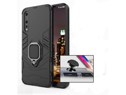 Kit Carcasa y Soporte Magnetico Auto Huawei P20 Pro Military Defender Negro