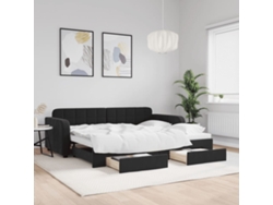 Sofá Cama Nido Con Cajones Terciopelo Negro 90x200 Cm