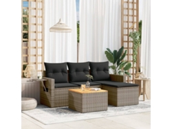 Juego De Sofás Jardín Con Cojines 5 Uds | Mueble De Jardín Ratán Sintético Gris