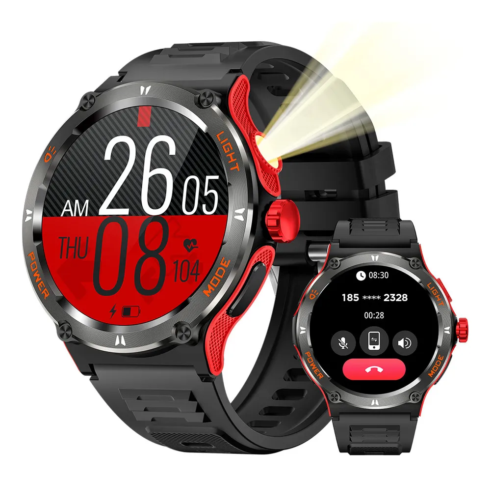 Reloj inteligente militar Eigiis Kt76 con linterna y brújula
