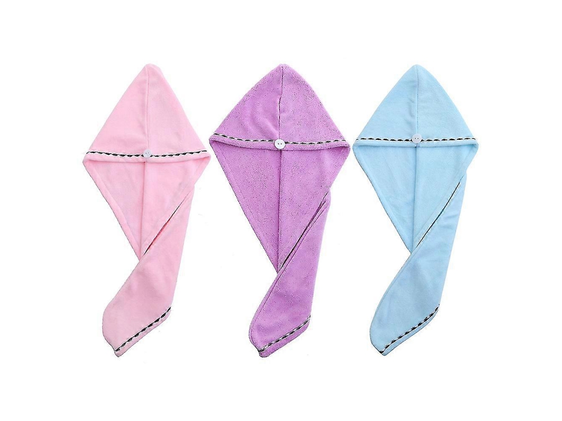 Juego de 3 toallas de microfibra para el cabello de secado rápido, gorros de ducha, toalla para secar el cabello en la ducha Rosewell
