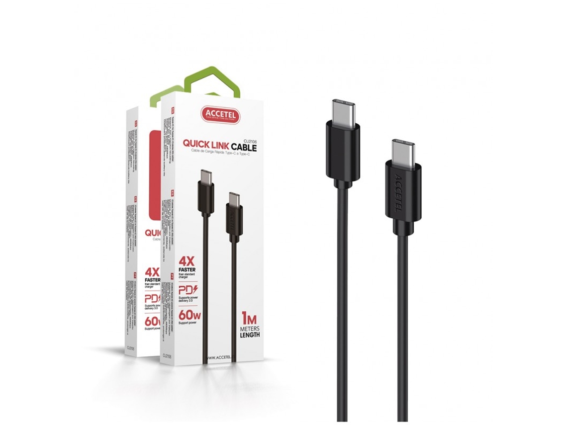 Cable PD Type-C CU-2106 4x Velocidade de Carga 1M. 3A 60W Power Delivery 3.0 para Samsung Galaxy A16 5G Negro