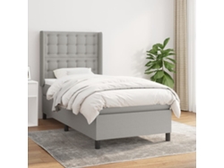 Cama box spring con colchón tela gris claro 90x200 cm
