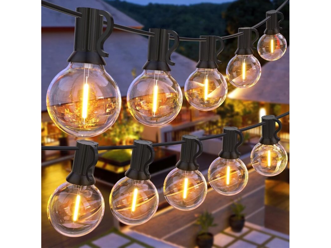 Guirnalda De Luces Led G40 Para Uso Exterior, De 30 Metros (100 Pies), Con 50 Bombillas.