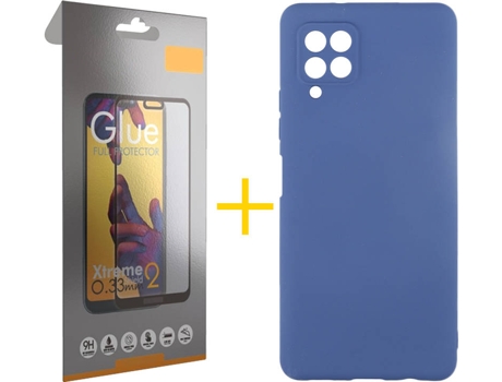 Kit Funda + Protector de Pantalla Samsung A12 5G SKYHE Cristal Templado 4218 Azul