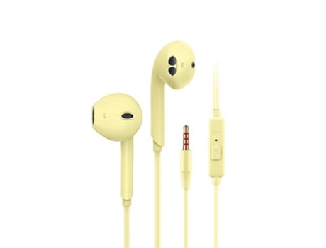 Auriculares Macaron K08 con cable Foto de ruido para música deportiva con micrófono Conector de 3,5 mm Auriculares universales Amarillo