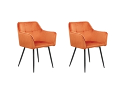 Conjunto de 2 cadeiras estofadas BELIANI Jasmin de Veludo Laranja 60x49x91