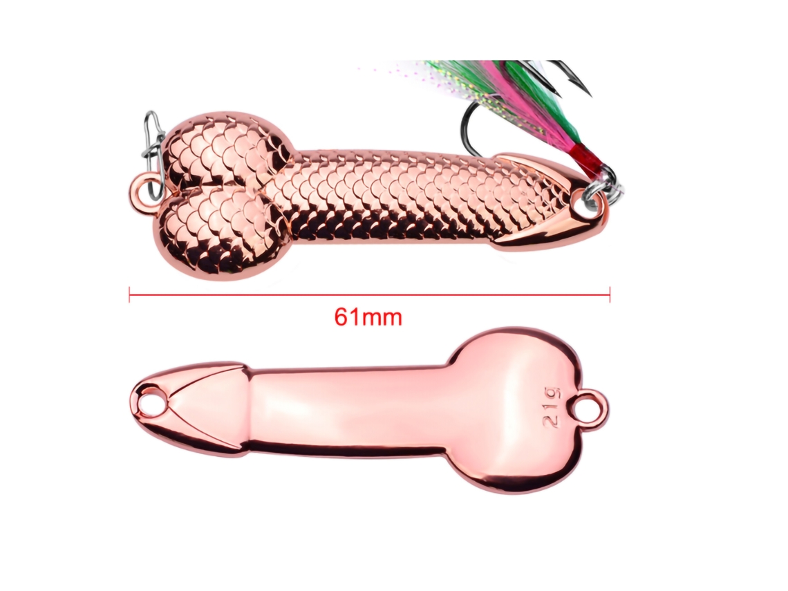 Señuelo de pesca con lentejuelas y plumas, 21 g, 61 mm, oro rosa.