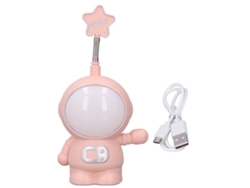 Rebe-lámpara De Escritorio Led 2 Modos Protección Ojos Carga Usb Luz Nocturna Astronauta Con Sacapuntas Rosa