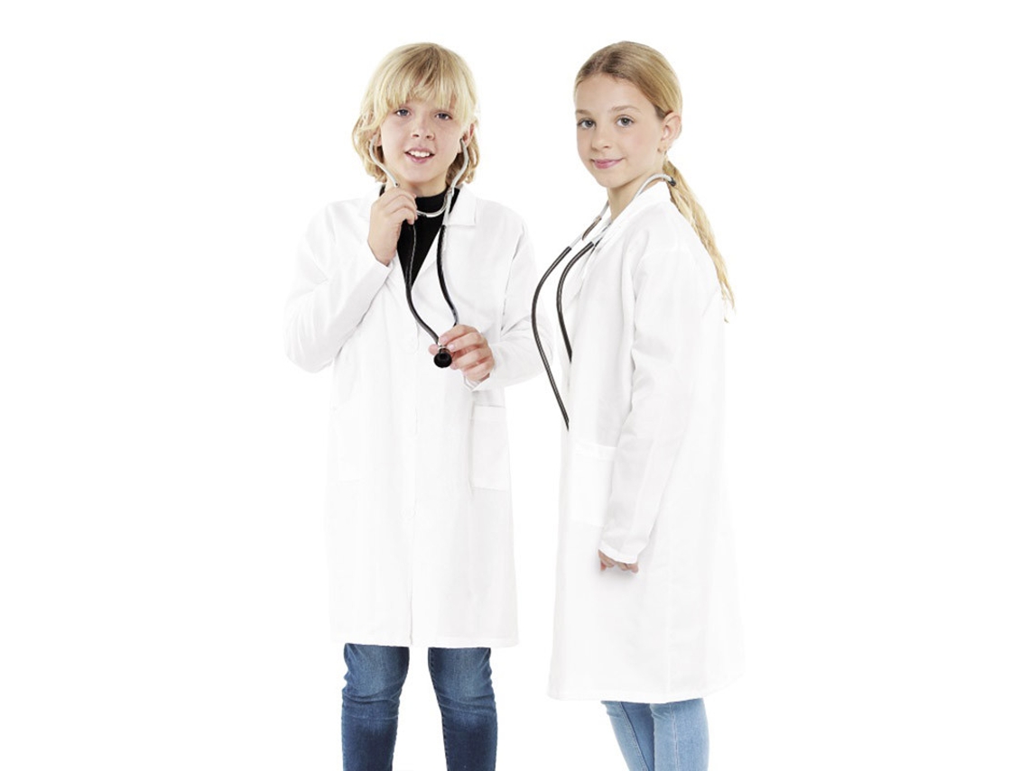 Disfraz Unisex PARTILANDIA bata blanca de médico o de laboratorio (Tam.: 5-6 anos)