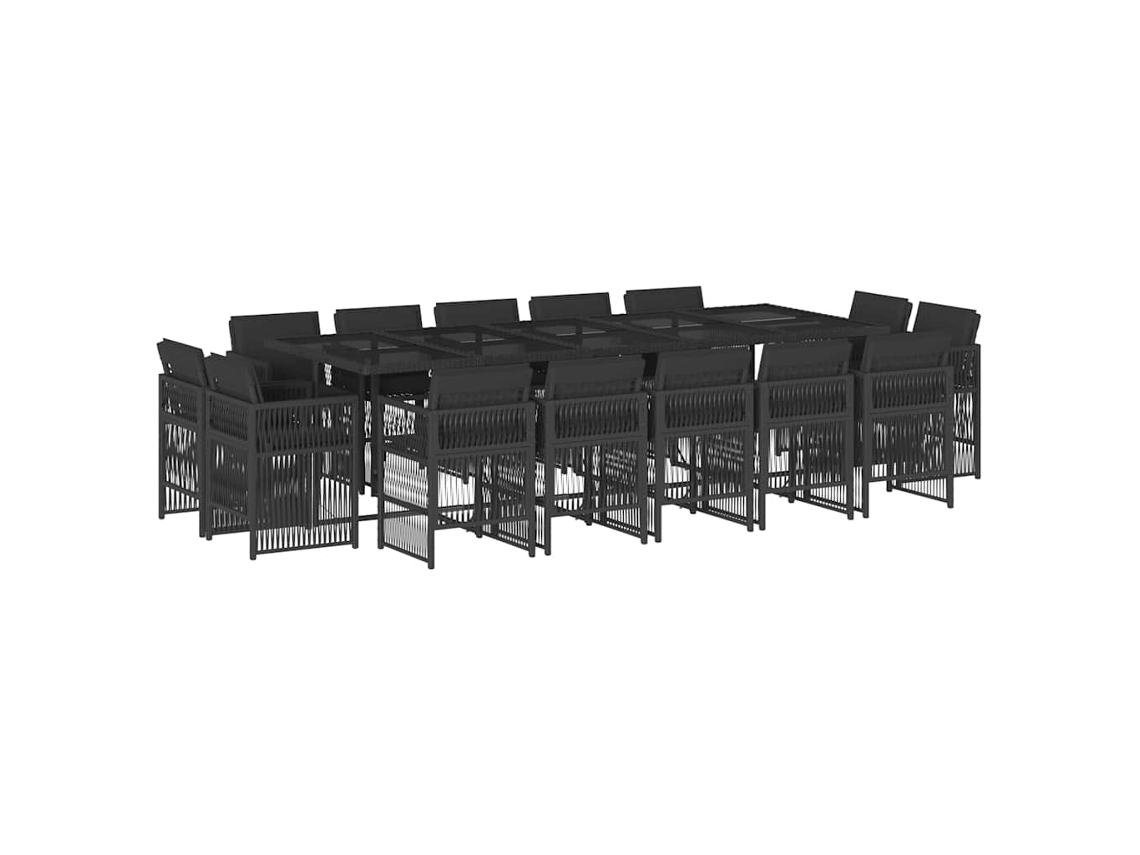 Maison Exclusive - Set Comedor De Jardín Con Cojines 15 Pzas Ratán Sintético Negro