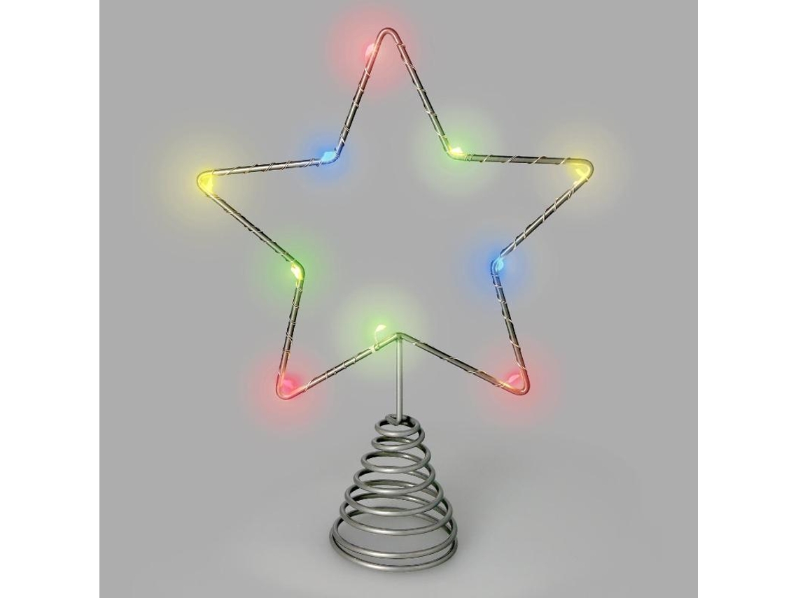 Guirnalda adorno luces navidad estrella arbol navidad luz multicolor. 10 leds. uso interno protección ip20. 2 baterias aa