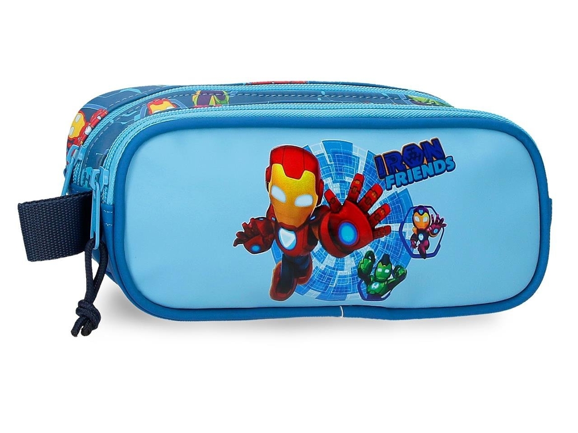 Estuche para lápices Iron Friends MARVEL de dos compartimentos (azul, 23x9x7cm)