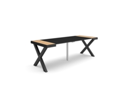 Mesa Consola extensible 220 Para 10 comensales Patas madera maciza Roble y negro