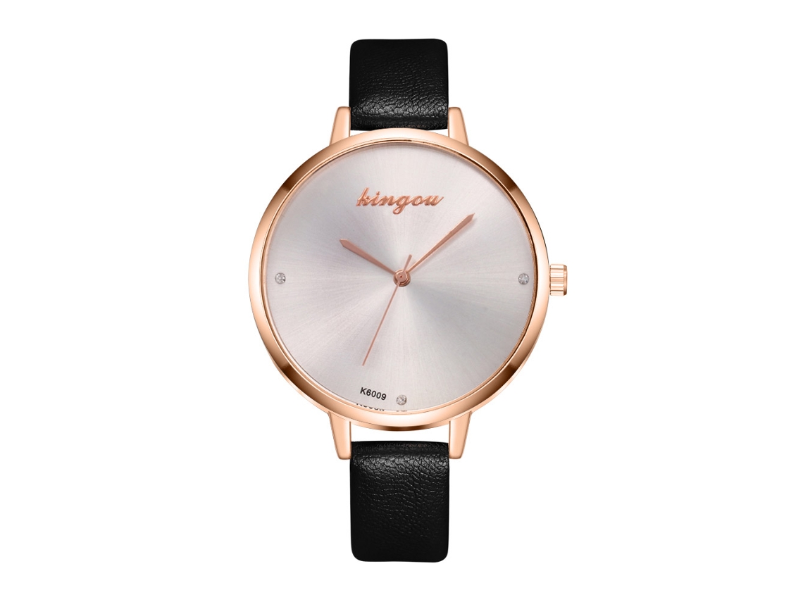 Reloj De Pulsera De Cuarzo Para Mujer Zhoulianfa Con Correa De Piel Sintética Negra K6009-m