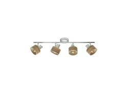 Focos orientables Nando Strip 4x14 Cromo Blanco/Madera Clara 16x73x10 Cm Fabrilamp