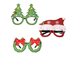 Gafas navideñas de 3 piezas: tipo árbol de Navidad verde + tipo sombrero navideño + tipo lazo AURUM