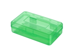 Estuche de plástico para lápices infantil de Ats con tapa de cierre resistente, gran capacidad, ideal para el colegio, color verde.