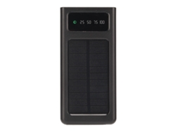 Batería Externa Solar Portátil De 20000 Mah Con Indicador De Batería, Dos Puertos De Salida Y Linterna - Negra