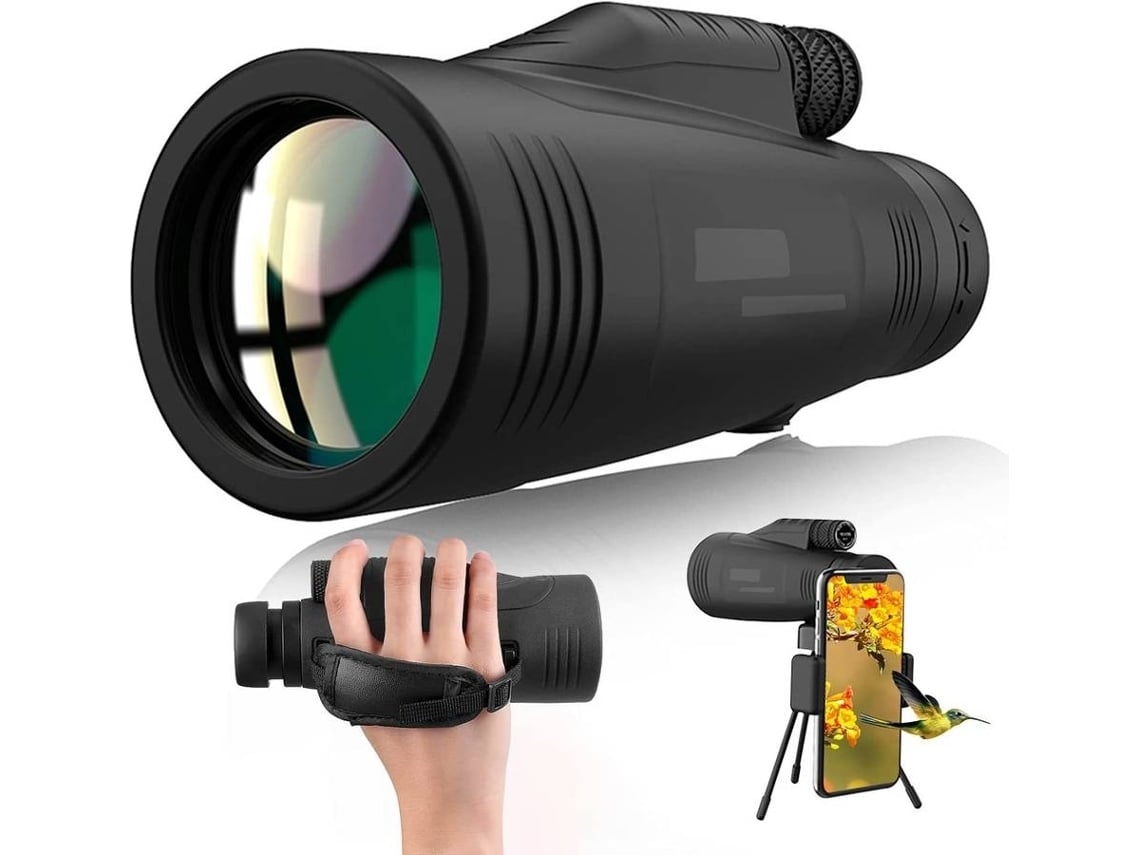 Prismáticos ENKERS Monoculares 12X50 HD Portable Travel Monocular Smartphone Holder D-Black