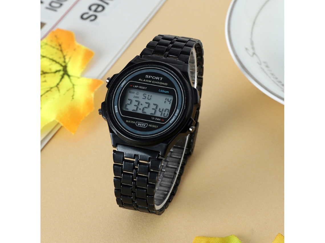 Reloj electrónico LED, reloj de pulsera digital retro de acero inoxidable, reloj deportivo militar clásico, resistente al agua.