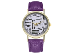 Reloj De Pulsera Unisex Zhoulianfa De Piel Sintética Con Números Romanos Y Movimiento De Cuarzo Morado.