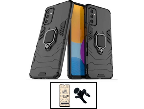 Kit Carcasa Militar Magnética + Protector de Pantalla + Soporte Samsung Galaxy M32 5G G4M Negro