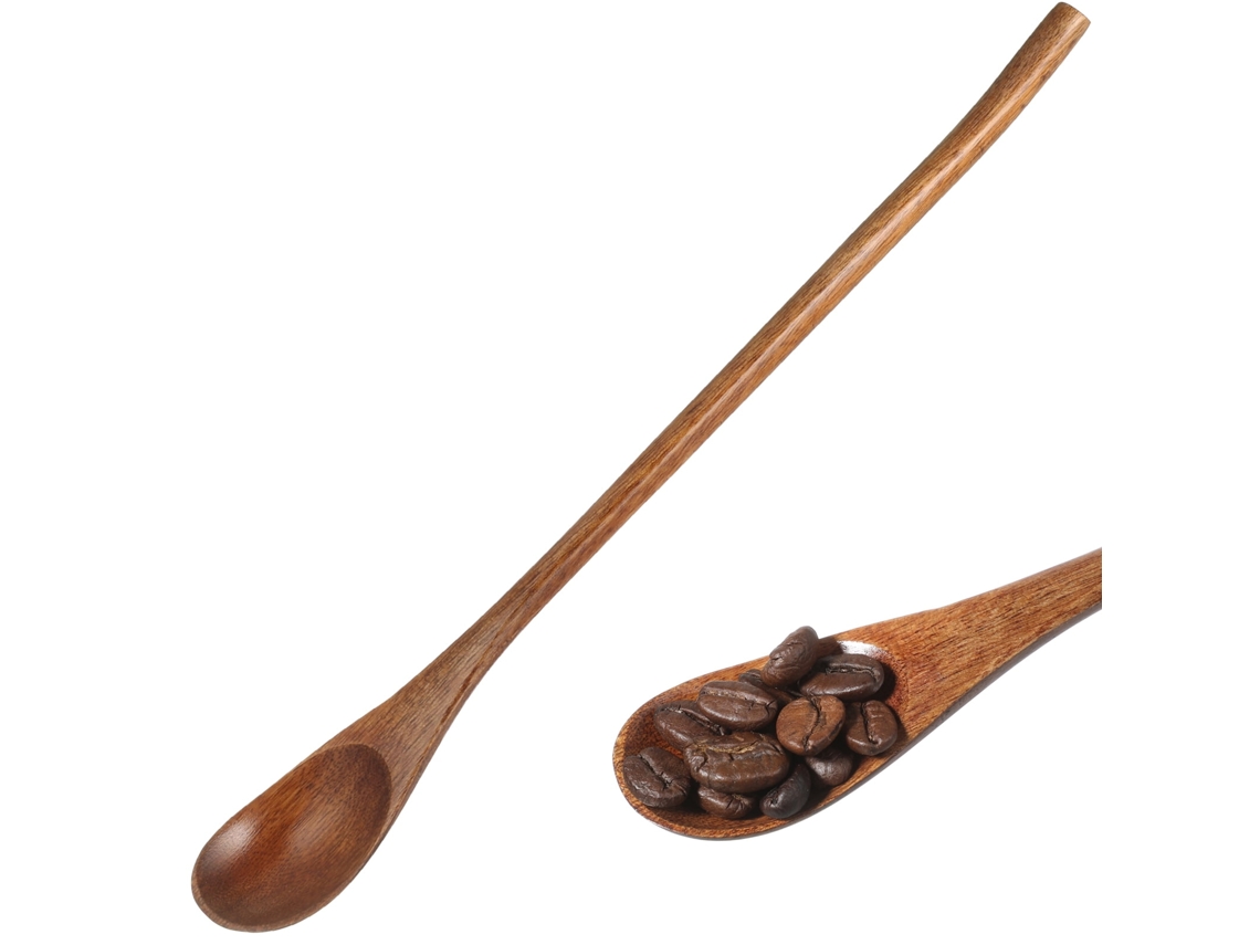 Cuchara De Café De Mango Largo, Estilo Japonés, Hecha De Madera, Retro, Utilizada Para Miel, Trompeta.