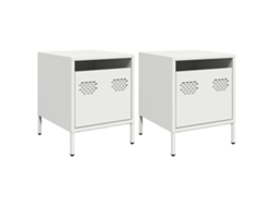 Maison Exclusive - Mesitas De Noche 2 Unidades Acero Blanco 35x39x43,5 Cm