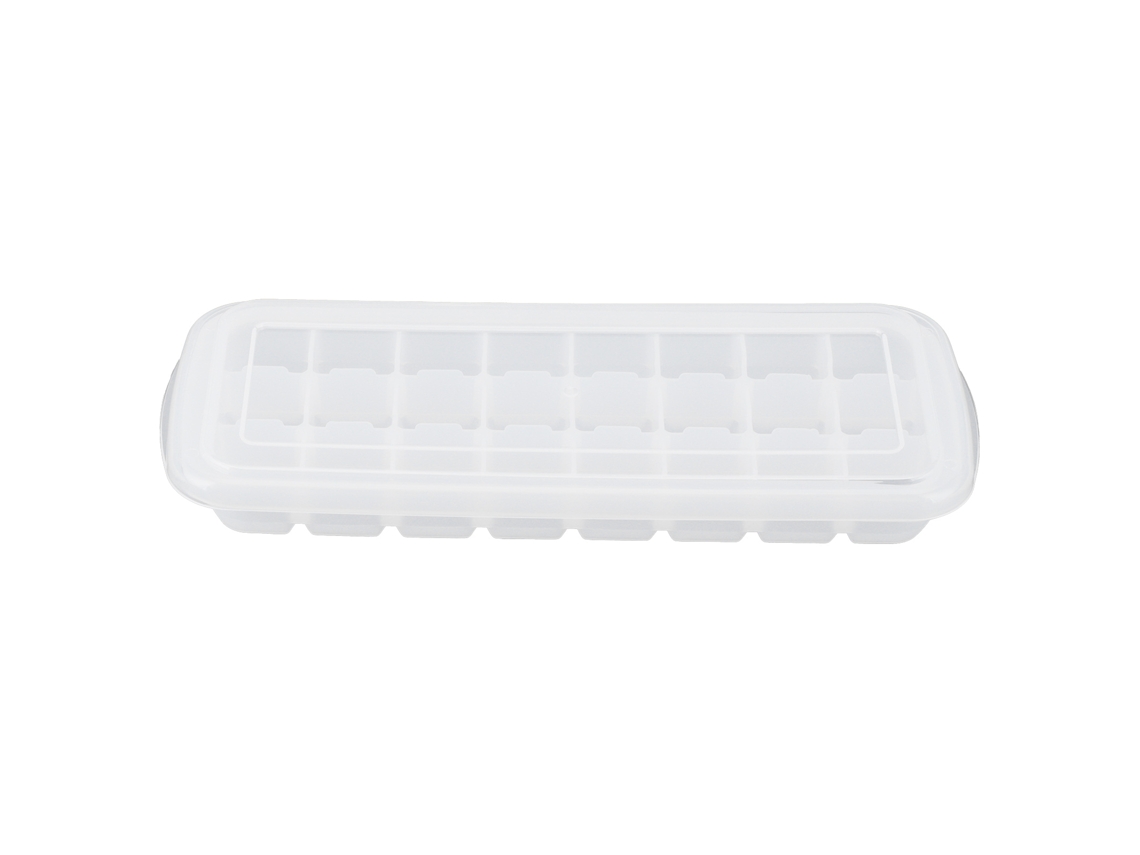 Bandeja De Silicona Para Cubitos De Hielo Con Tapa, Pp, 24 Cubitos Pequeños (3x3 Cm), Para Cocina, Color Blanco.
