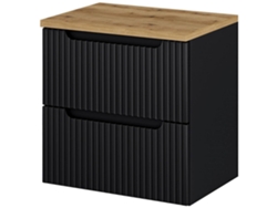 Mueble bajo lavabo Newport de pared con 2 cajones MDF 60x60x40 cm - Negro/Roble