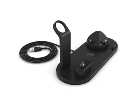 Cargador de Smartwatch SLOWMOOSE Estación base de carga inalámbrica 4 en 1 para Iphone Airpods Watch (Negro)